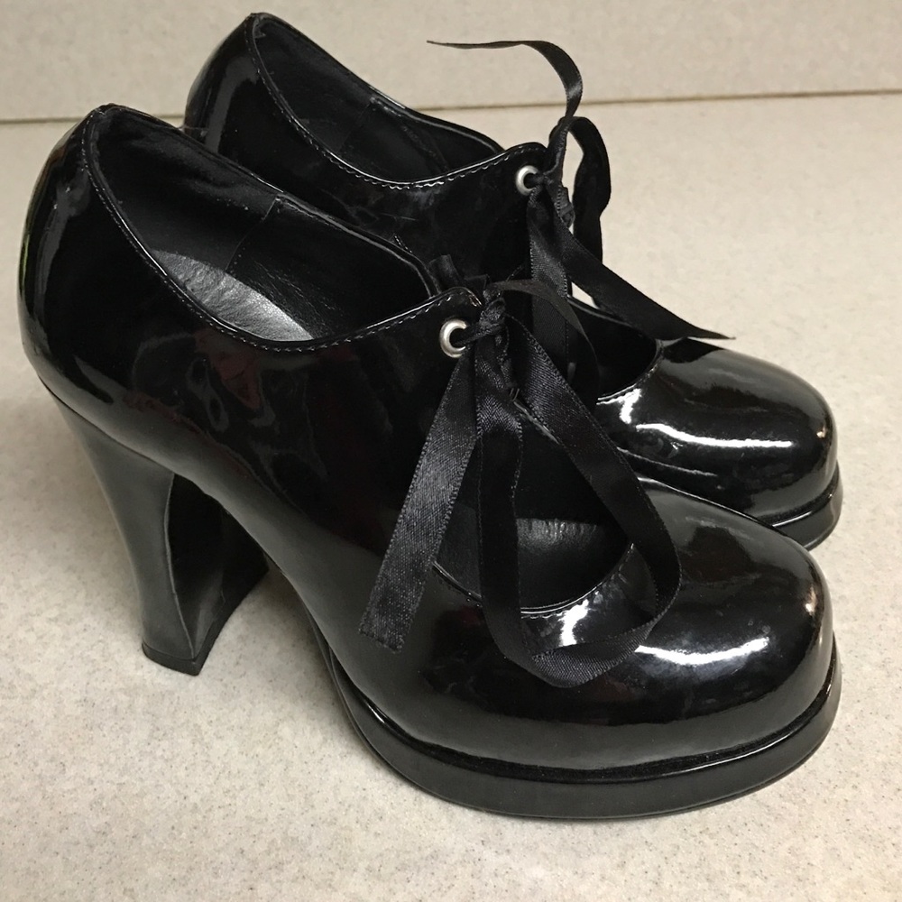 💄Demonia Platform Goth Mary Jane Heels Botts Sz 7
